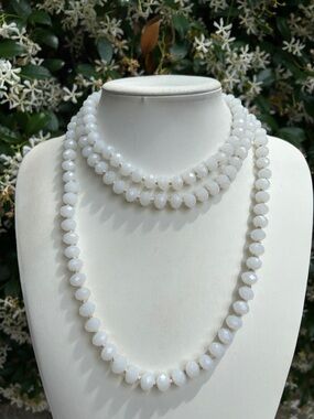 Long Faceted Hand-knotted Glass Necklace